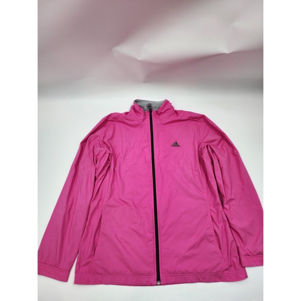 Adidas Womens Pink Full Zip Windbreaker Jacket Mesh Lined Lightweight Large - Picture 5 of 13